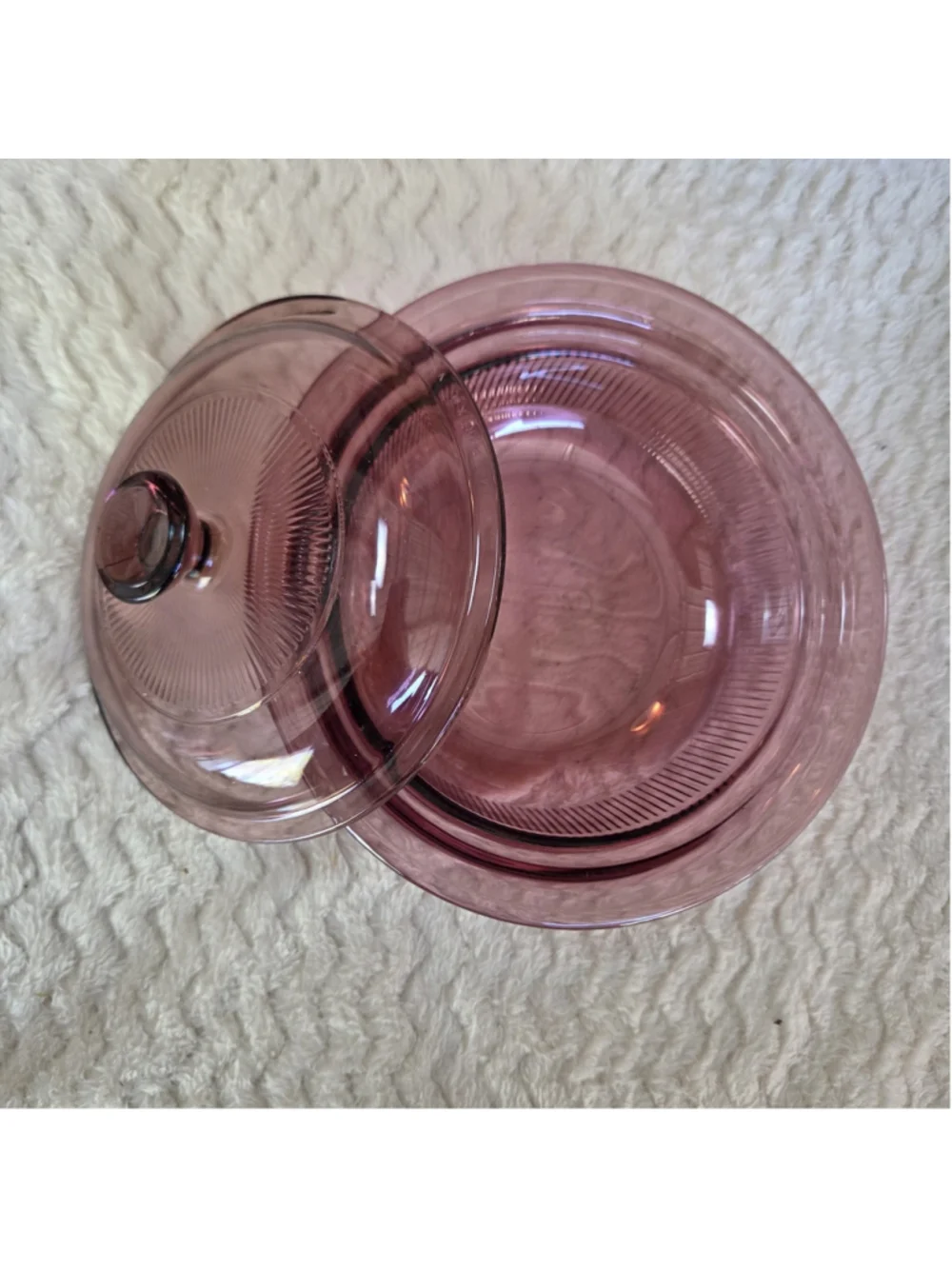 Vintage Visions Corningware Pyrex Cranberry Glass Lidded Cookware Set Of 2
